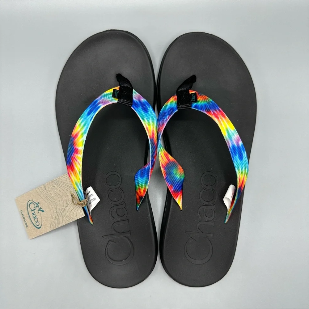 NEW Chaco Chillos Mens Size 11 Dark Tie Dye Slip On Flip Flop Sandals